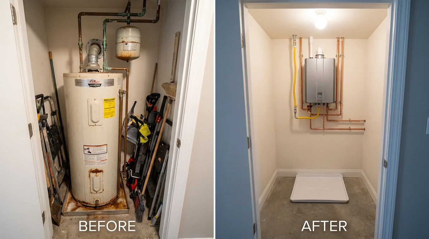 Tank water heater versus wall-mounted tankless unit comparison for Homer, LA homeowners